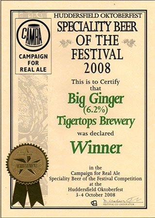 Big Ginger by Tigertops Brewery Huddersfield Oktoberfest award