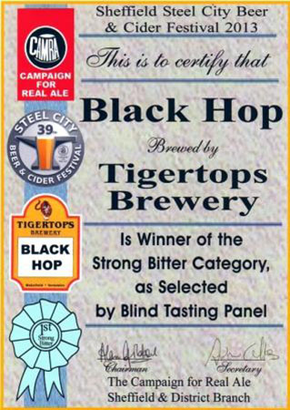 Black Hop by Tigertops Brewery Sheffield Steel City Beer Festival award