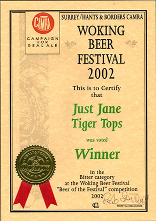 Just Jane by Tigertops Brewery Woking Beer Festival award